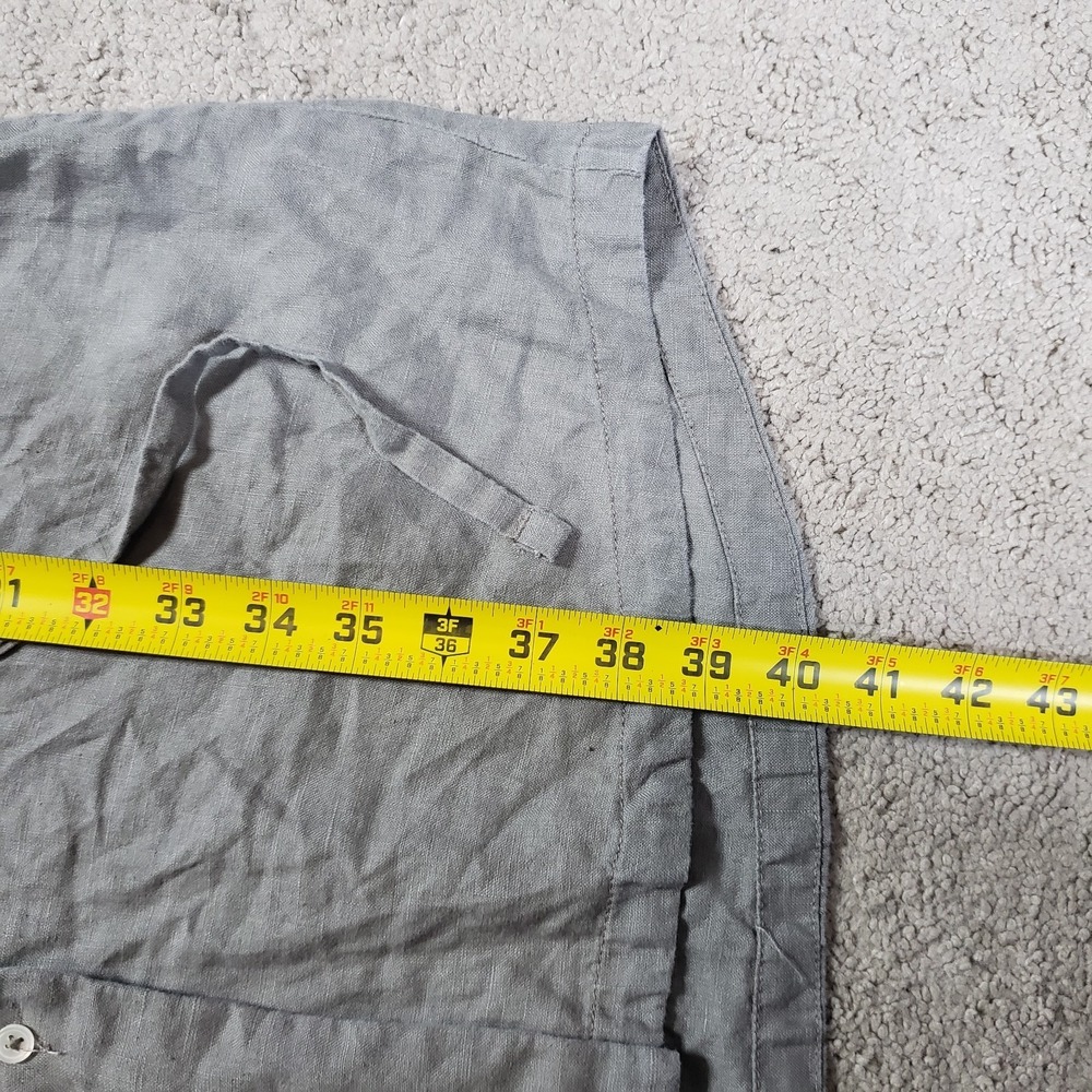 James Perse 100% Linen Shirt Dress Womens 3 (L) Gray Button Front Drop Tie Waist - Picture 12 of 15